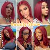 FAVE 12 Inch Burgundy Bob Wig Human Hair 13x4 Frontal Lace Wig 180% Density Bob Glueless Wigs Human Hair Pre Plucked with Baby Hair Natural Black Short Human Hair Wigs for Black Women