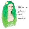Unisex Women 80cm Long Curly Dark Brown Hair Halloween Cosplay Costume Wig for Girl (Gradient Green)