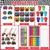 Cholemy 168 Pcs Monster Truck Party Favors Truck Party Supplies Monster Truck Stationery Set Notebook Sticker Stamper Eraser Ruler Pencil Bag for Truck Baby Shower Birthday Party Gift Classroom Prize