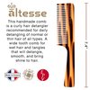Altesse 11061 Wide Tooth Comb Detangler and Curl Defining Comb for Women, Hair Detangler Combs for Women with Comfortable Handle, All Wide Teeth Acetate Detangling Comb Handmade in France