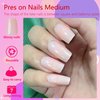 AddFavor 300pcs Coffin Press on Nails Medium Fake Nails Nude Pink Nails Glossy Ballerina Square Nail Press on Acrylic False Nail for Women Girls