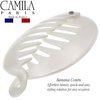 Camila Paris CP3015 3.255 inch French Banana Clip Hair Comb White Round Girls Ponytail Holder Interlocking Banana Combs For Volume Thick Hair. Fashion Styling Hair Accessories for Women Made in France