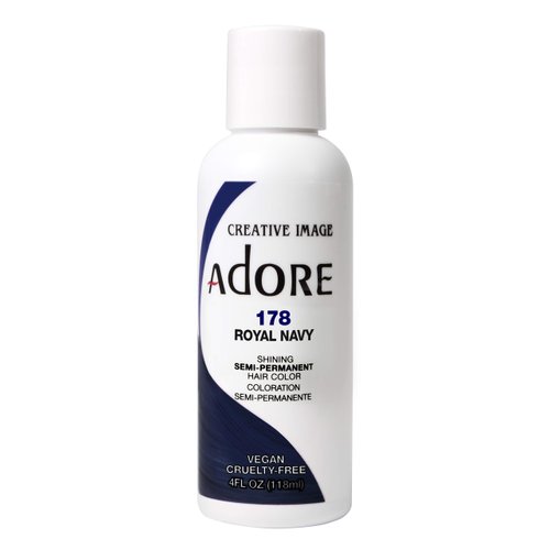 Adore Semi Permanent Hair Color - Vegan and Cruelty-Free Hair Dye - 4 Fl Oz - 178 Royal Navy (Pack of 1)