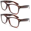 2 Pairs Deluxe Reading Glasses - comfortable stylish simple (2 tortoise pair, 2.25 x)