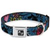 Dog Collar Seatbelt Buckle Mom Dad Close Up Blue Sparrows 15 to 26 Inches 1.0 Inch Wide