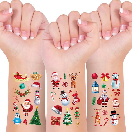 ChristmasTemporary Tattoos Christmas Fake Tattoos for kid and Adult-A