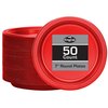 Red Plastic Plates 7 Inch - 50 count - Plastic Solid Round Party Plates For Weddings, BBQs, Birthday Plates - Disposable Red Plates - Plastic Dessert Plates