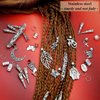 Generic 107 PCS Dreadlock Loc Jewelry Dreadlocks Crystal Hair Charms, Silver Ring Hair Accessories Braid Loc Stainless Steel Adjustable Hair Cuffs