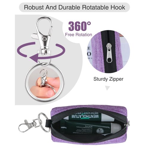 Meiiy Chapstick Holder Lip Balm Sleeve Pouch Lipstick Holder Bag Lip Gloss Holder With Hook Stocking Stuffers Gift for Women (Blue，purple)