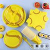 durony 144 Pieces Softball Paper Plates and Napkins Dinnerware Set Softball Birthday Party Tableware Supplies Includes Paper Plates Napkins Forks Serve 24 for Sports Softball Party Supplies