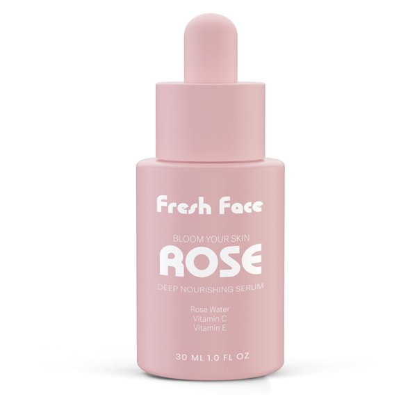 Face Fresh Vitamin C and E Face Serum with Rose Water Hyaluronic Acid, Collagen and Aloe Vera 1oz/30ml – pH Balancing Hydrating Serum for Bright, Moisturize, Acne Prone and UV Protected Healthy Skin