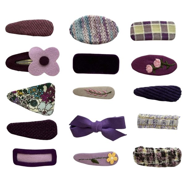 Suphanlin hair clips for girls 15 Pcs various Purple Handmade Fabric Hair Accessories for all age hair barrettes for girls toddler baby purple alligator hair clips