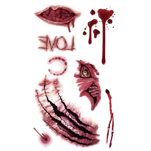 MapofBeauty 2 pcs Temporary Tattoos Fake Bite mark Eye Scars Prank Makeup Waterproof Sticker for Cosplay Party Halloween