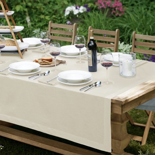 Elrene Home Fashions Villeroy & Boch La Classica Linen Tablecloth, Great for Formal Dining or Everyday Use, 70 Inches by 126 Inches, Ivory