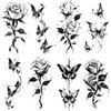 Oottati 8 Sheets Arm Waterproof Temporary Tattoos Thorns Flower Rose Butterfly