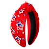 4th of July Headbands for Women, 4th of July Accessories, American Flag Patriotic Headbands, Rhinestone Pearl Knotted Headbands Beads Embellished Jeweled Headbands Holiday Gifts (Star E-Red)