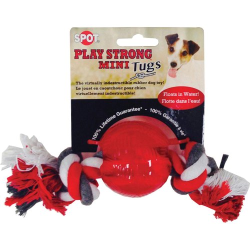 PLAY STRONG MINI TUGS BALL WITH ROPE DOG TOY
