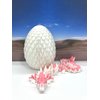 3D Printed Dragon with Dragon Egg, Full Articulated Gemstone Dragon, White and Pink Gemstone Dragon, Executive Desk Toy, Fidget Toys for Autism/ADHD D063WP