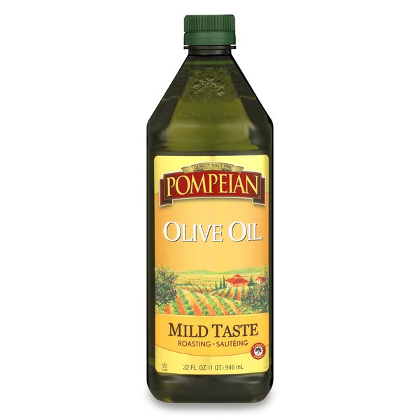 Pompeian Mild Taste Olive Oil, Perfect for Roasting & Sauteing, Naturally Gluten Free, Non-Allergenic, Non-GMO, 32 FL. OZ.
