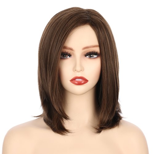 Onedor 11" Short Straight Middle Part Synthetic Heat Resistant Bob Wigs, Full Head Hair Wigs for Women, Girls (RL6/8)