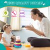 auby Stacking Rings Baby Toys STEM Learning Toy with Sound Effects & Wobbling Base Educational Sensory Stacking Toys for Toddlers Babies Boy Girl Age 9+ Months, 8 in Set
