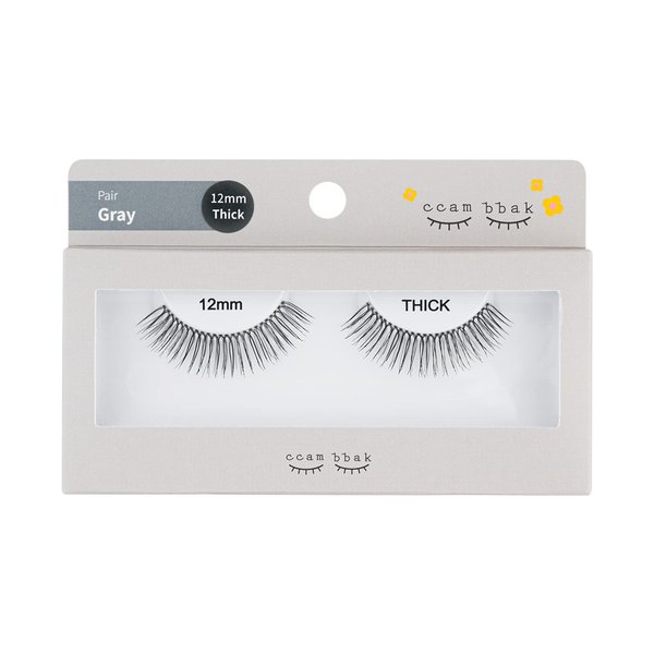 CCAMBBAK Original Pair Looks So Natural False Eyelashes Handmade Lightweight Individual Lashes Extension Lengthening Wisps K-Beauty Authentic Fake Eyelashes (12mm Thick Pair(Black))