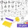 PTFJZ Polymer Clay Cutters for Earring Making 76pcs Clay Tools Set 67 Shapes Stainless Steel Clay Cutters with 8 Circle Shape Cutters 1 Clay Letter Stamp Jewelry Making Sculpting Clay