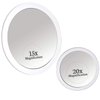 MIRRORVANA 20X & 15X Magnifying Mirror Set Combo with 3 Suction Cups Each - Compact & Travel Ready - 6-Inch and 4-Inch Wide