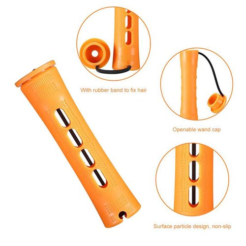 CLIONE 60pcs Perm Rods Set for Natural Hair Plastic Cold Wave Rod Non-Slip Hair Rollers 0.87 Inch Orange Perm Rods for Long Short Hair Curling Rods Hair Perms for Women Hair Curlers DIY Tools