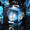 AUSTOR Liquid Core Resin DND Dice Sharp Edge Polyhedral Dice 7-Die DND Dice Set Quicksand Handmade Resin Dice for Dungeons and Dragons RPG MTG Table Games, Blue & Black