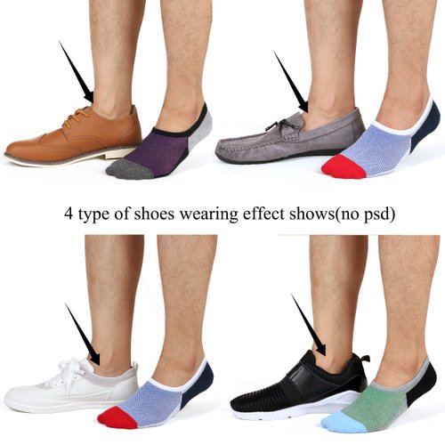 Mottee&Zconia No Show Socks for Mens Low Cut Ankle Invisible Non-Slip Casual Cotton Socks 6Pairs Size8-11