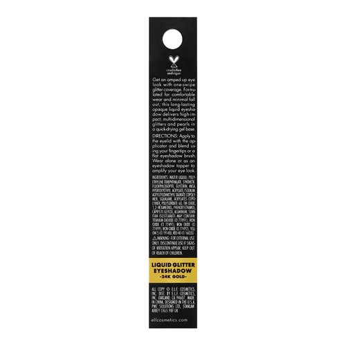 e.l.f. Liquid Glitter Eyeshadow, Long Lasting, Quick-Drying, Opaque, Gel-Based Eyeshadow For Creating High-Impact, Multi-Dimensional Eye Looks, 24K Gold, 0.10 Fl Oz
