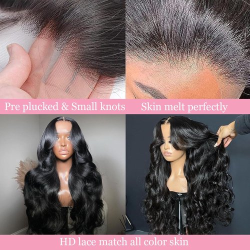 magicjoy Body Wave Lace Front Wig Human Hair Pre Plucked Glueless Human Hair 13x6 Lace Front Wigs Human Hair Body Wave Frontal Wigs for Black Women HD Lace Wigs 18 Inch 180% Density