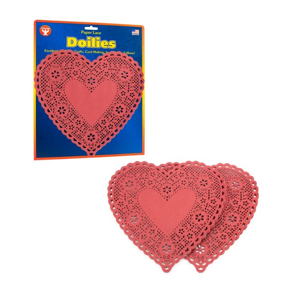 Hygloss Products Heart Paper Doilies – 8 Inch Red Lace Doily for Decorations, Crafts, Parties, 100 Pack