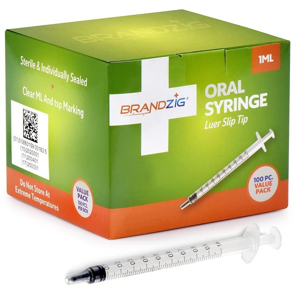 1ml Oral Syringe - 100 Pack – Luer Slip Tip, No Needle, Sterile Individually Blister Packed - Medicine Administration for Infants, Toddlers and Small Pets