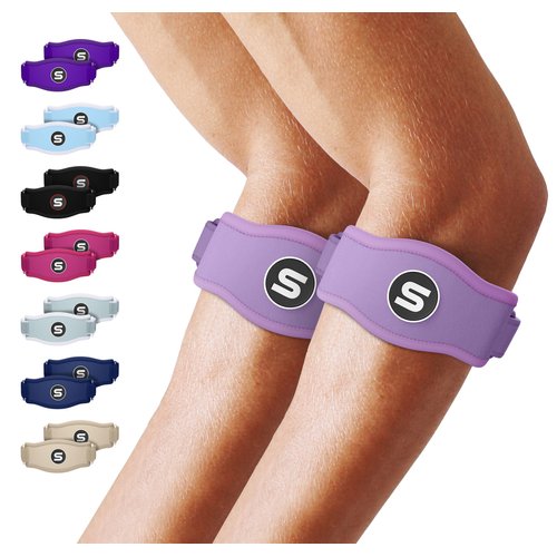 Sleeve Stars Tennis Elbow Brace for Men & Women, Tendonitis Elbow Brace & Strap Golfers Elbow Brace Counterforce Band for Tendon Pain Relief & Support for Forearm w/ 3 Straps Fits 9-23" (Pair/Light Purple)