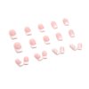 SINSEN Pink Square Fake Nails French Tip Press on Nails Medium Length, 24Pcs White Flower Glue on Nails With Rhinestones Glossy Medium Square Acrylic Nails