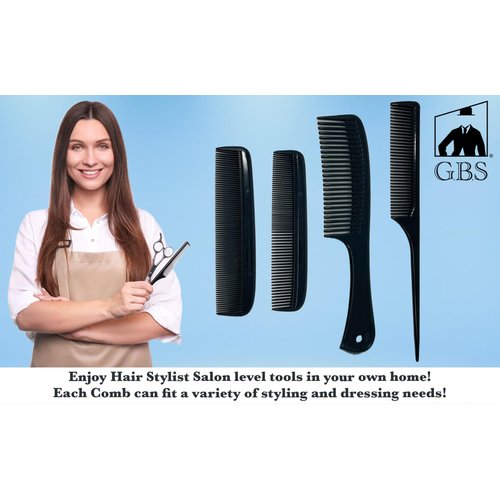 G.B.S 5 Pieces Hair Cutting Comb Barber Comb Hair Styling Combs Fine Teeth Comb Set with Travel Bag Anti Static Heat Resistant Hairdressing Tapered Comb for Men Women Kids