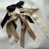 Bmobuo Hair Bows for Women Hair Ribbons 3Pcs Satin Bows for Hair Clips Double Layers Ribbon for Hair Clips Hair Barrettes Coquette Bows (Beige Black Champagne)