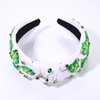CEALXHENY St. Patrick's Day Hair Accessories, Green Shamrock Headband for Women, Embellished Crystal Rhinestone Knotted Headband, Irish Holiday Gifts (Shamrock 3)