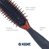Kent KB Minihog Headhog Detangling Travel Hair Brush, Black Rubber Cushion Detangler Brush and Scalp Brush with Firm Rounded Plastic Bristles for Women Men and Kids Everyday Care, Made in England