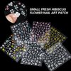 12 Sheets Flower Nail Stickers Hibiscus Nail Decals 3D Self-Adhesive White Pink Gold Floral Pattern for Women Girls DIY Acrylic Nail Manicure Decoration