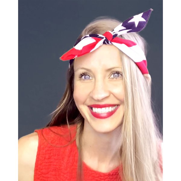 Shimmer Anna Shine Red White and Blue American Flag Bandana Headband USA for Men and Women - Neck and Face Scarf Head Wrap (Red White and Blue Cotton USA)