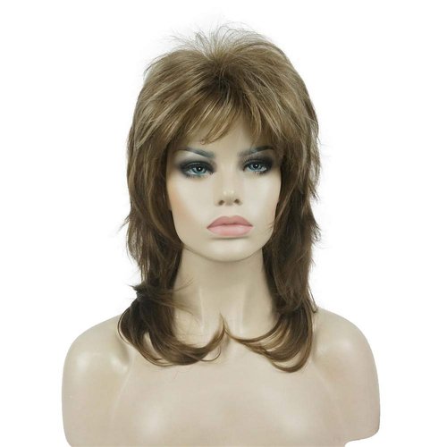 Aimole Shaggy Layered Wig Shoulder Length Women's Wig with Hair Bangs Premium Synthetic Hair Wig for Women (12TT26)