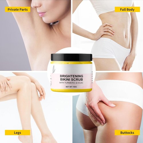 Bikini Area Exfoliator Exfoliating Body Scrub Turmeric Scrub Kojic Brightening Bump Eraser KP Body Exfoliant Ingrown Hair Treatment Body Scrubs for Inner Thighs Bikini Line Intimate Area Armpit 5.29OZ