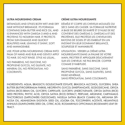 Kariliss Ultra Nourishing Cream, Hair Detangler + Shea Butter, Rice Oil, Omega 3 and Proteins To Nourish Hair, Protects From Sun Damaged, Vegan Fair Trade African Ingredients