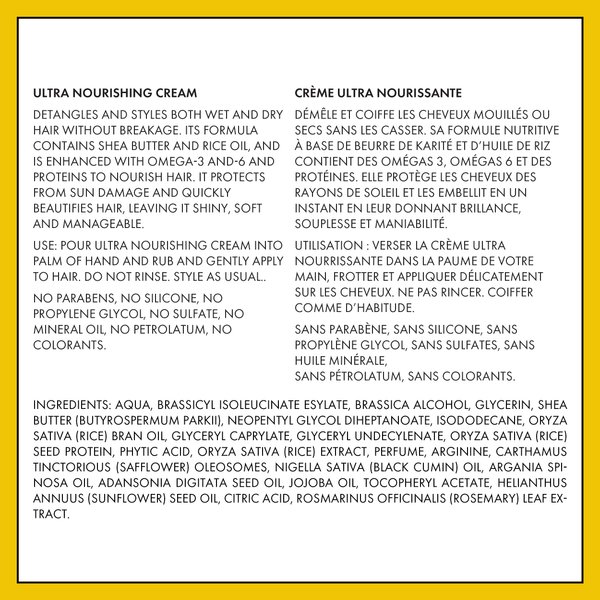 Kariliss Ultra Nourishing Cream, Hair Detangler + Shea Butter, Rice Oil, Omega 3 and Proteins To Nourish Hair, Protects From Sun Damaged, Vegan Fair Trade African Ingredients