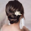 HINZIC 5PCS Camellia Flower Tassels Hairpins Crystal Pearl Hair Clips Combs Vintage Chinese Japanese Hanfu Jewelry Wedding Bridal Headpiece Accessories for Women Updo Long Hair