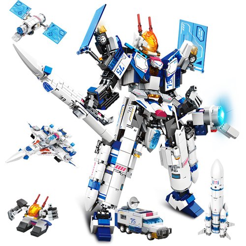 Verwisdon 840 Piece Mech Robot Transforming Building Set, 5 in 1 Aviation Mech Aerospace Building Block Kit, Cool Robots Model Toy Building Sets, Birthday Gift for Boy,Teens and Adults