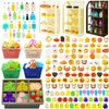 168 Pieces Mini Food Toys Dollhouse Accessories Miniature Supermarket Shelves Furniture Play Grocery Store Mini Shopping Basket